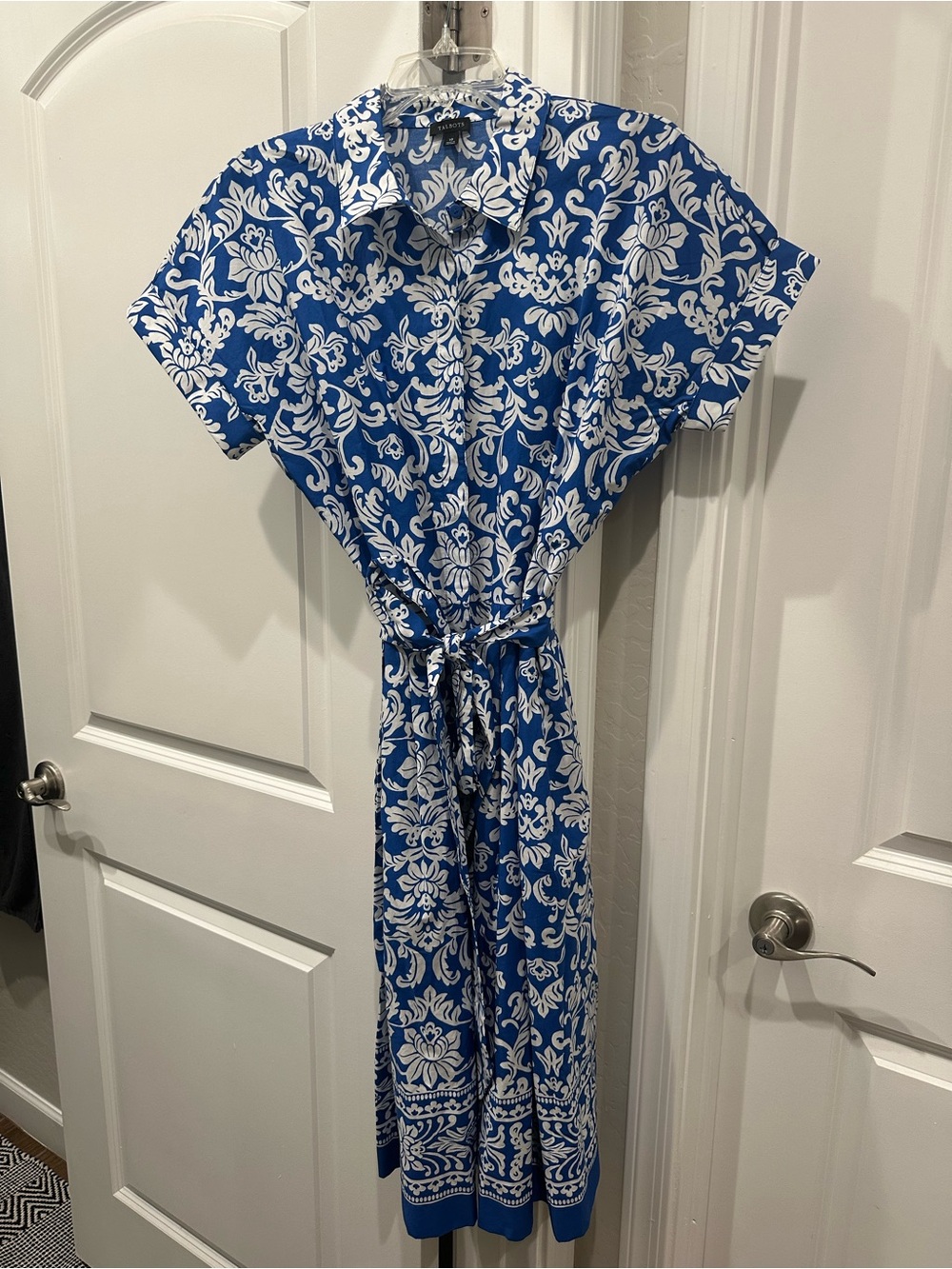 Talbots Blue & White Floral Shirt Dress